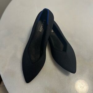 Rothy's Black Flats with Blue Trim